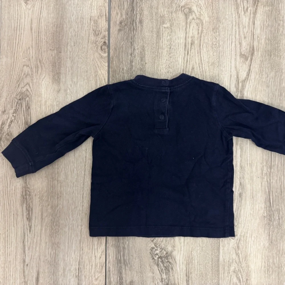 Kids Navy Moose Graphic Long Sleeve Shirt